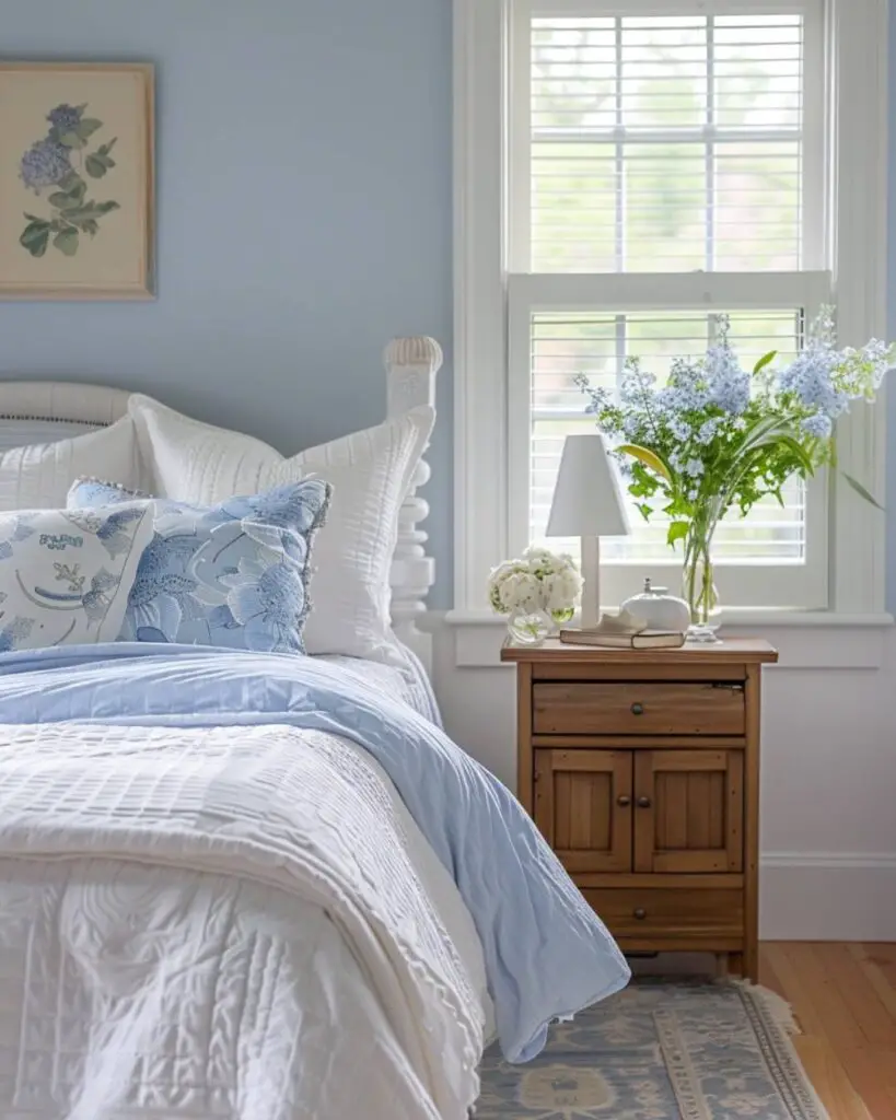 Floral touches invite rest beside a greenery-viewing window