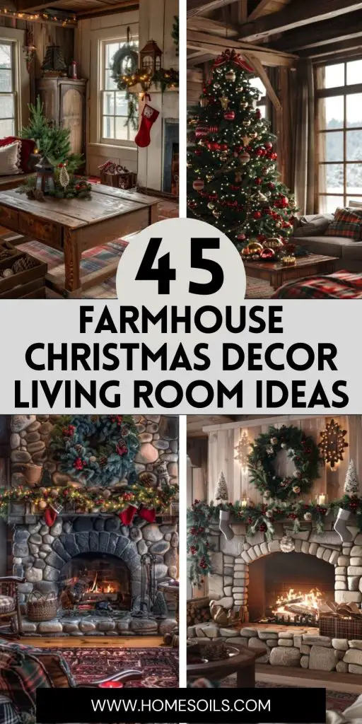 45 farmhouse christmas decor living room ideas