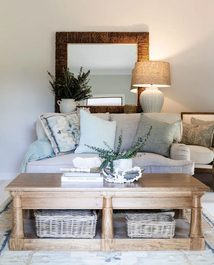 Coastal-inspired living room with textured decor