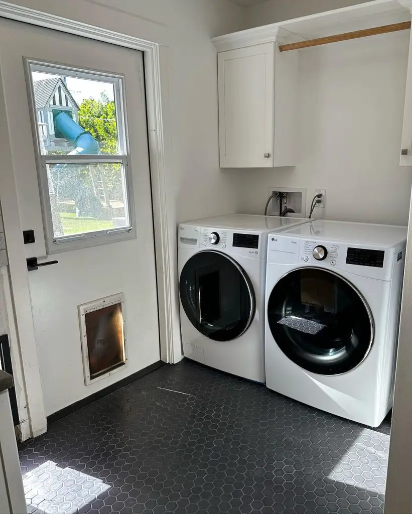 Compact laundry room with outdoor access