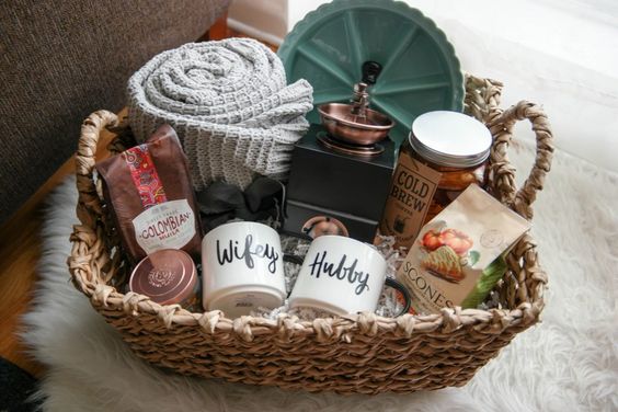 Coffee lover's gift basket for couples