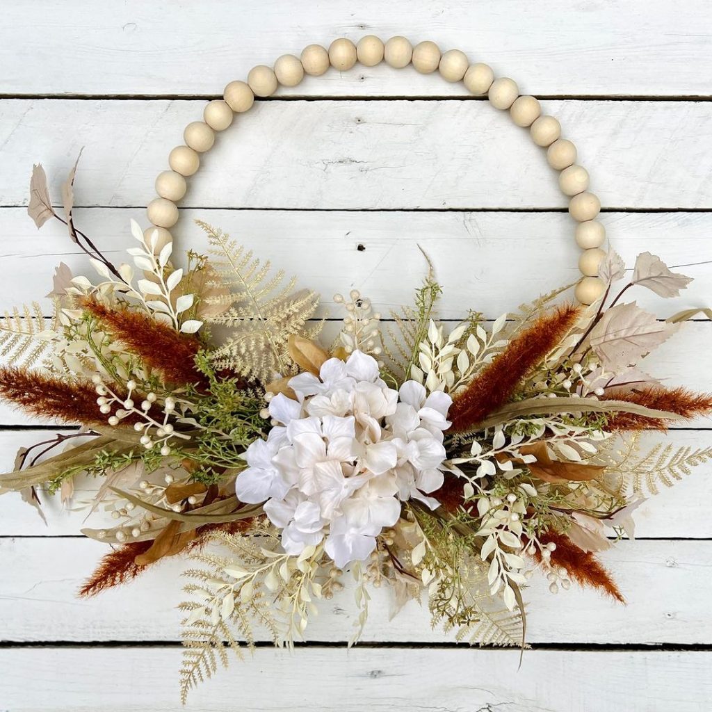 Rustic Elegance Wooden Bead Hoop Wreath