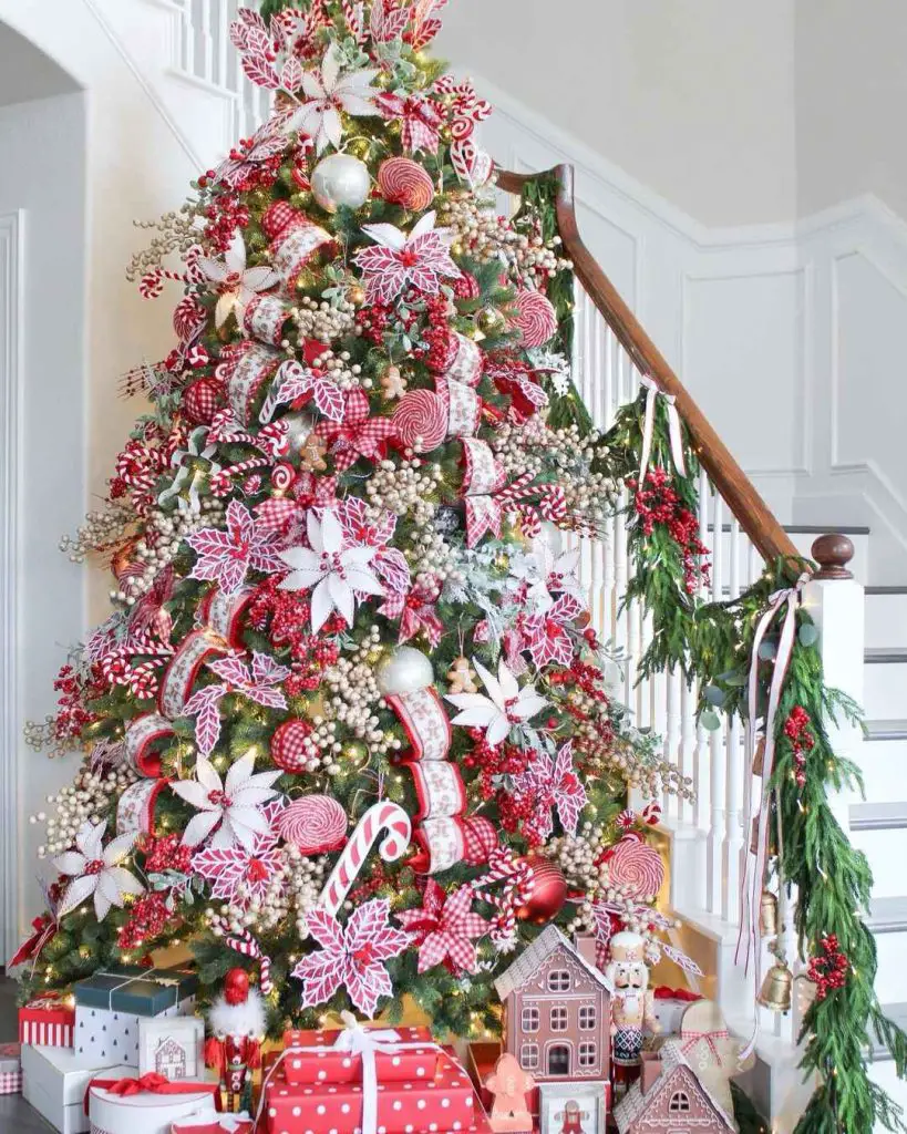 Christmas tree surrounded by gifts and holiday decorations