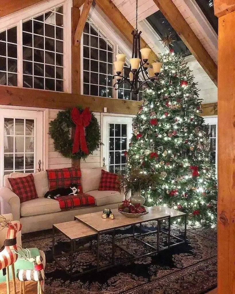 Mini Christmas tree nook decorated for the holidays