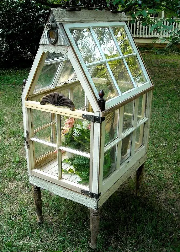 Handmade greenhouse using old window frames