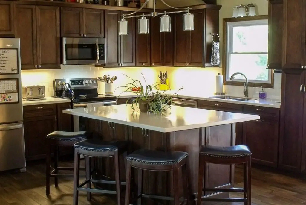 Mountain modern kitchen with wood beam ceiling