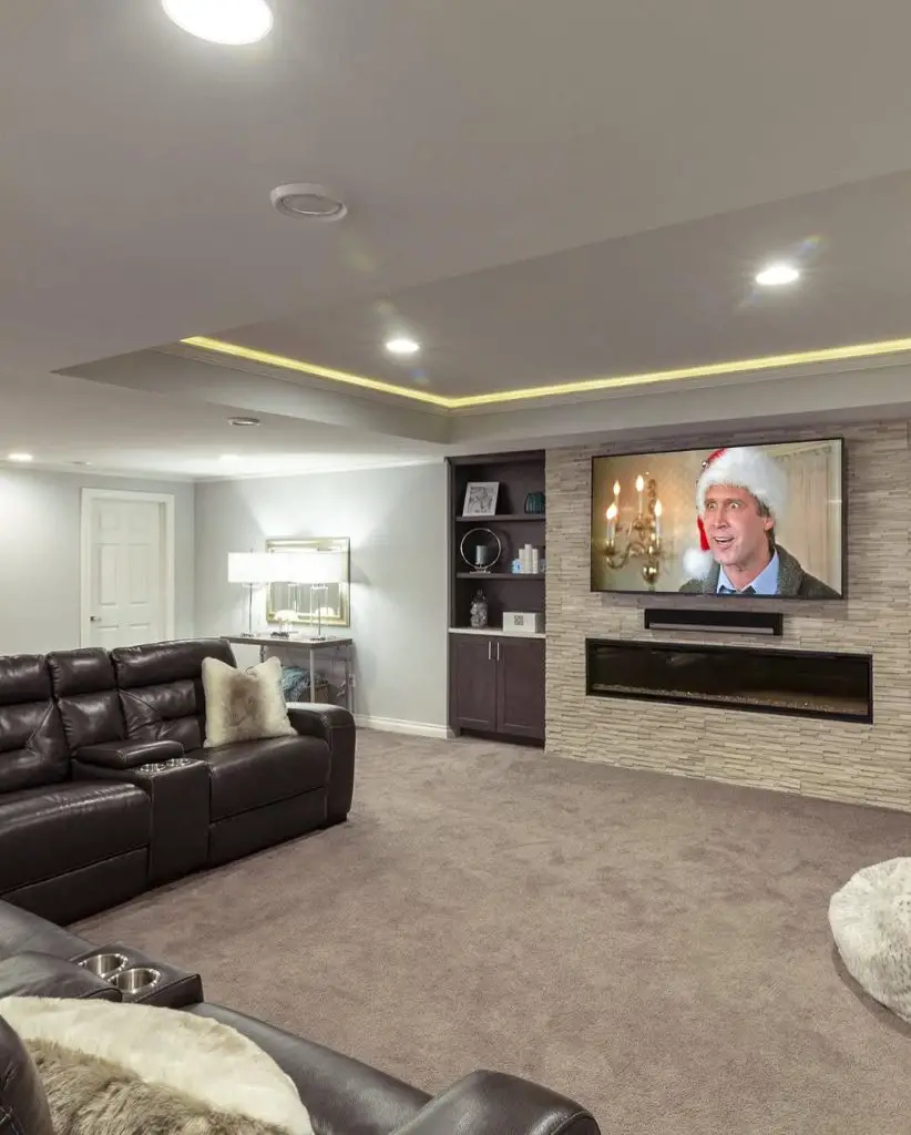 Luxury basement theater with projector screen