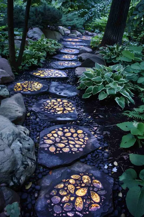 1. Illuminated Mosaic Night Path