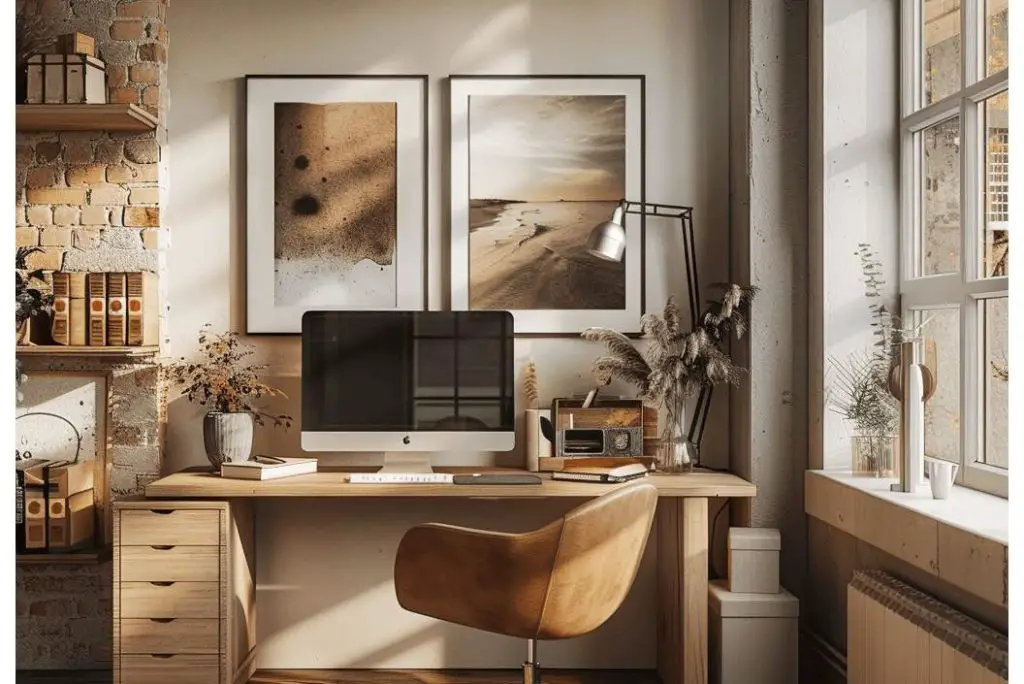 White L shaped desk with multiple monitors and storage
