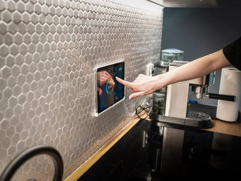 Smart digital control panel on backsplash